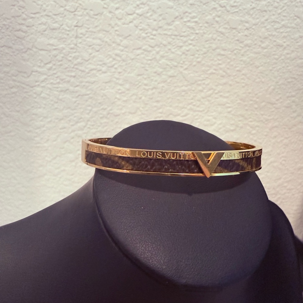 Upcycled Louis Vuitton Gold Tone V Bangle